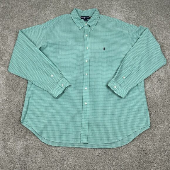 Polo Ralph Lauren Blake Shirt 2XL Men's Green Button Up Shirt Long Sleeve Plaid - Picture 2 of 5